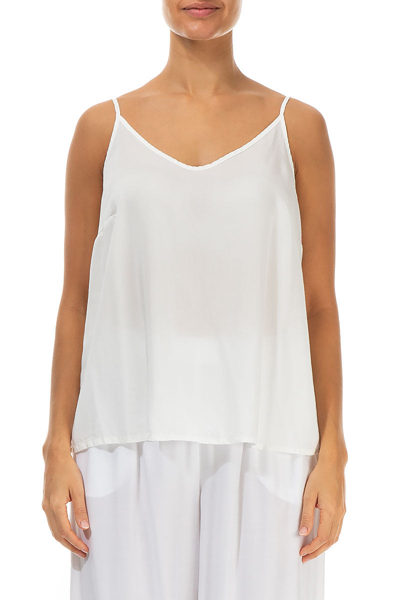 Strappy White Pure Silk Top 1