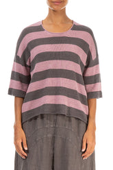Stripy Dual Mauve Pink Linen Jumper 1