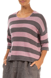 Stripy Dual Mauve Pink Linen Jumper 3