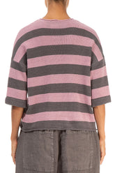 Stripy Dual Mauve Pink Linen Jumper 2