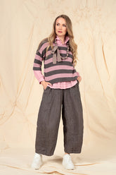 Stripy Dual Mauve Pink Linen Jumper 6