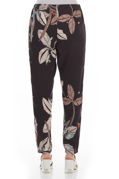 Stylish Leaves Silk Leggings 2