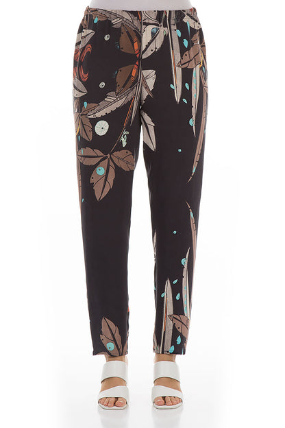 Stylish Leaves Silk Leggings 1
