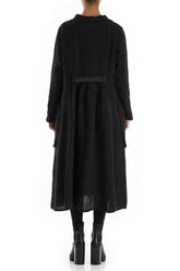 Long Buttonline Black Mélange Linen Jacket 2