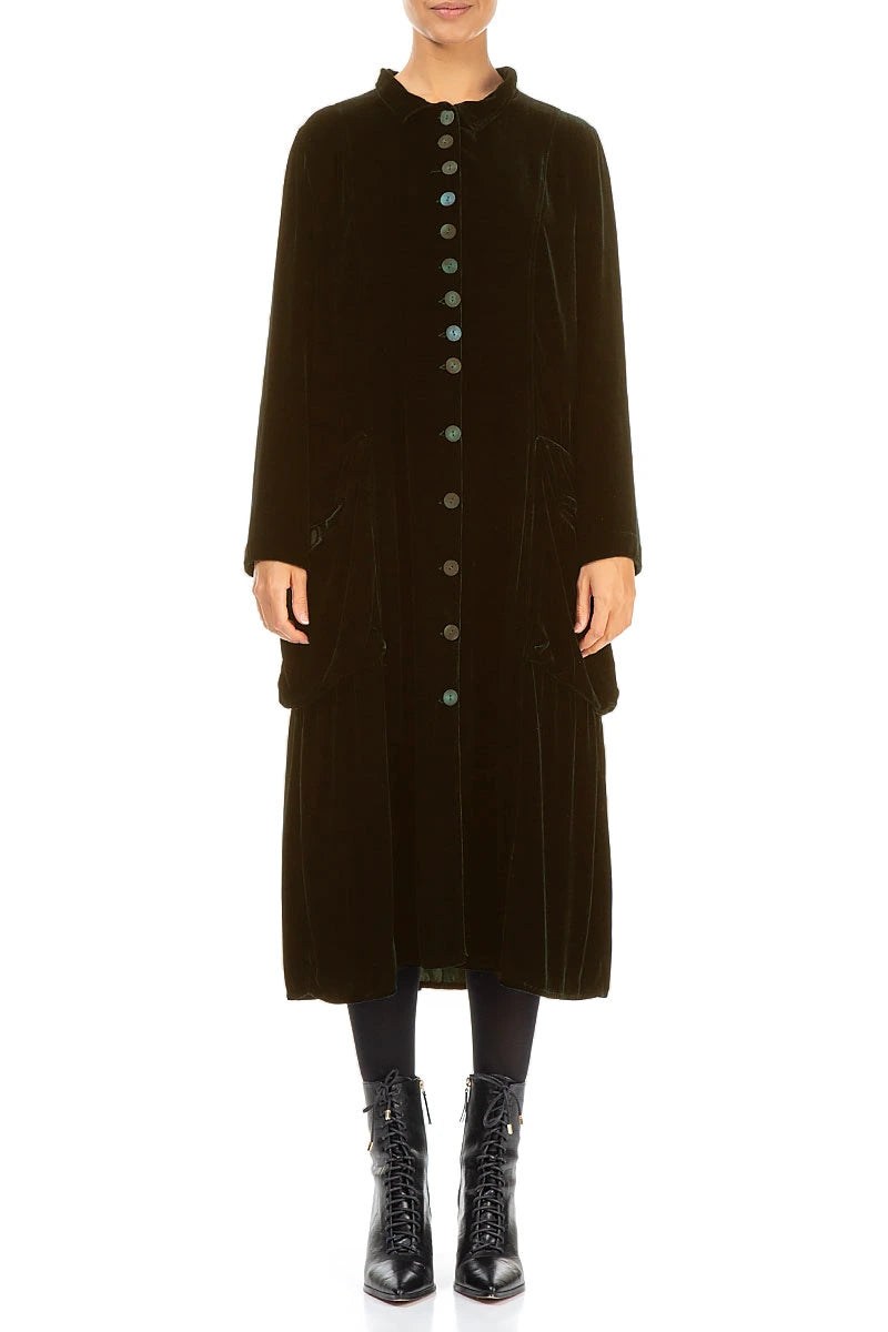 Stylish Long Forest Mist Silk Velvet Jacket