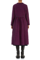 Long Buttonline Magenta Check Linen Jacket 2