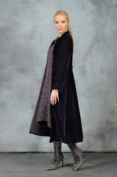 Stylish Long Vintage Violet Silk Velvet Jacket 6