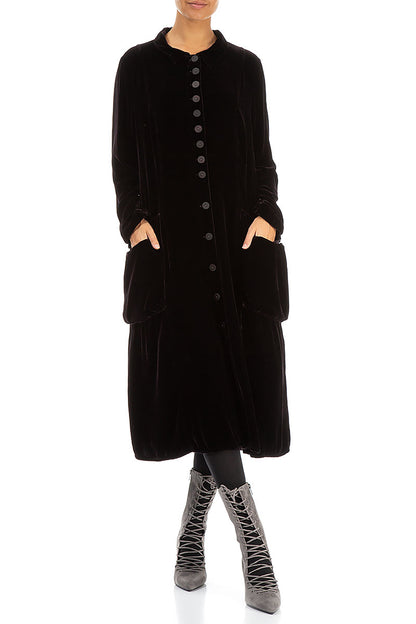 Stylish Long Vintage Violet Silk Velvet Jacket 4