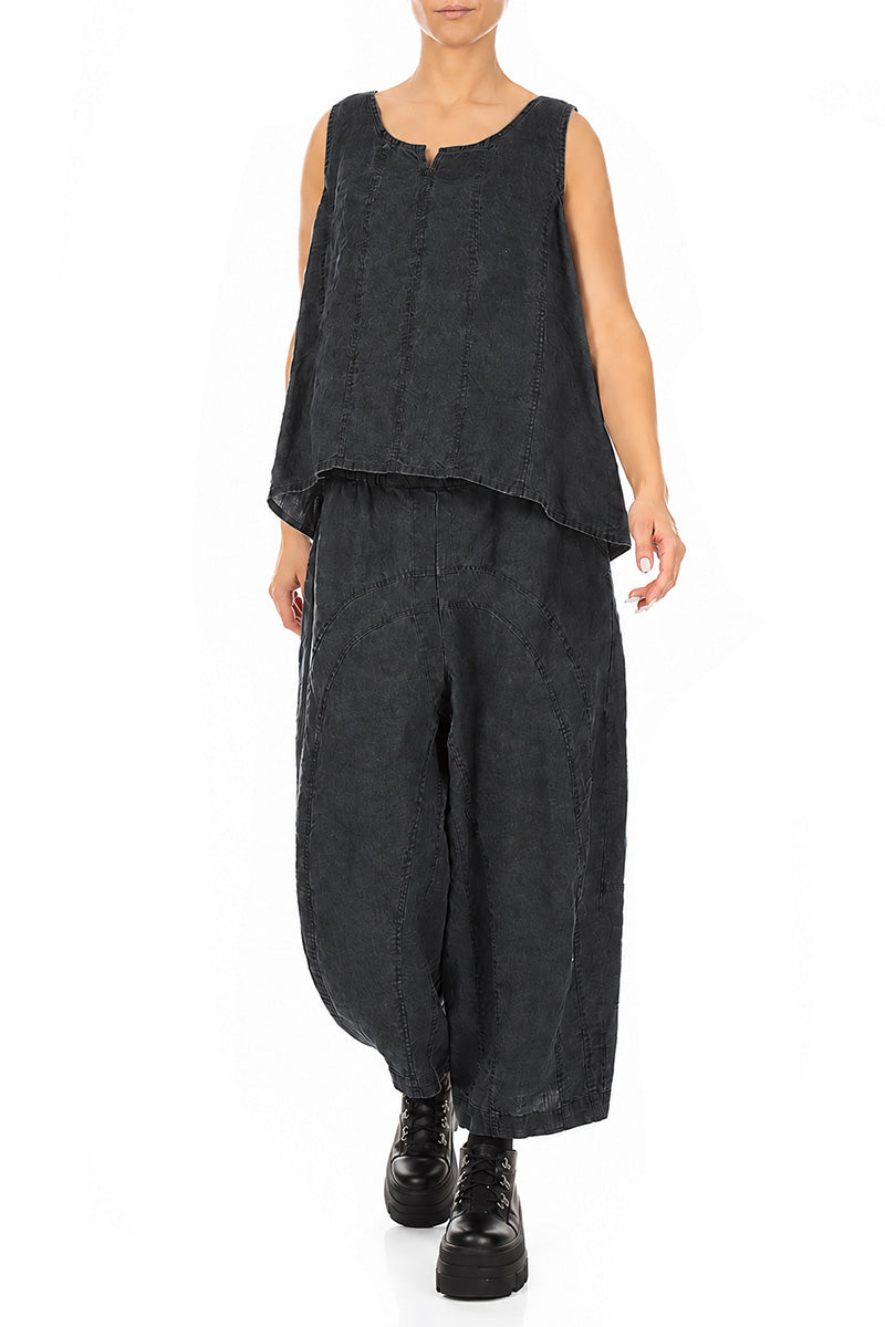 Sweetheart Neck Black Linen Top 4
