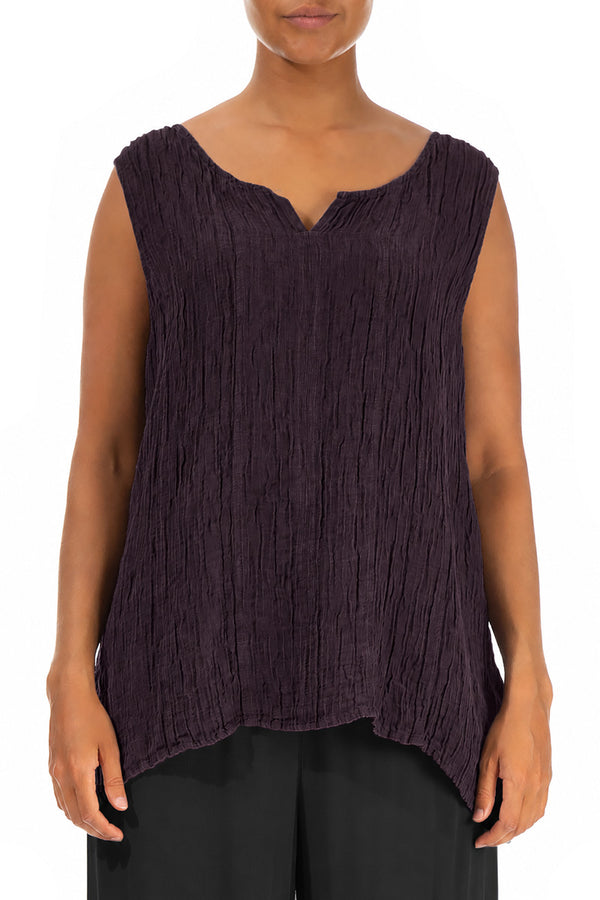 Sweetheart Neck Crinkled Deep Plum Silk Top 1