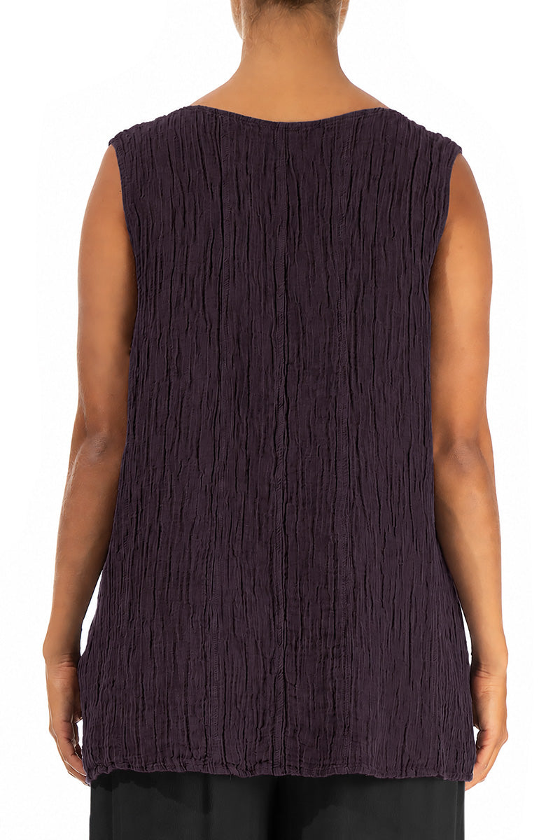 Sweetheart Neck Crinkled Deep Plum Silk Top 2