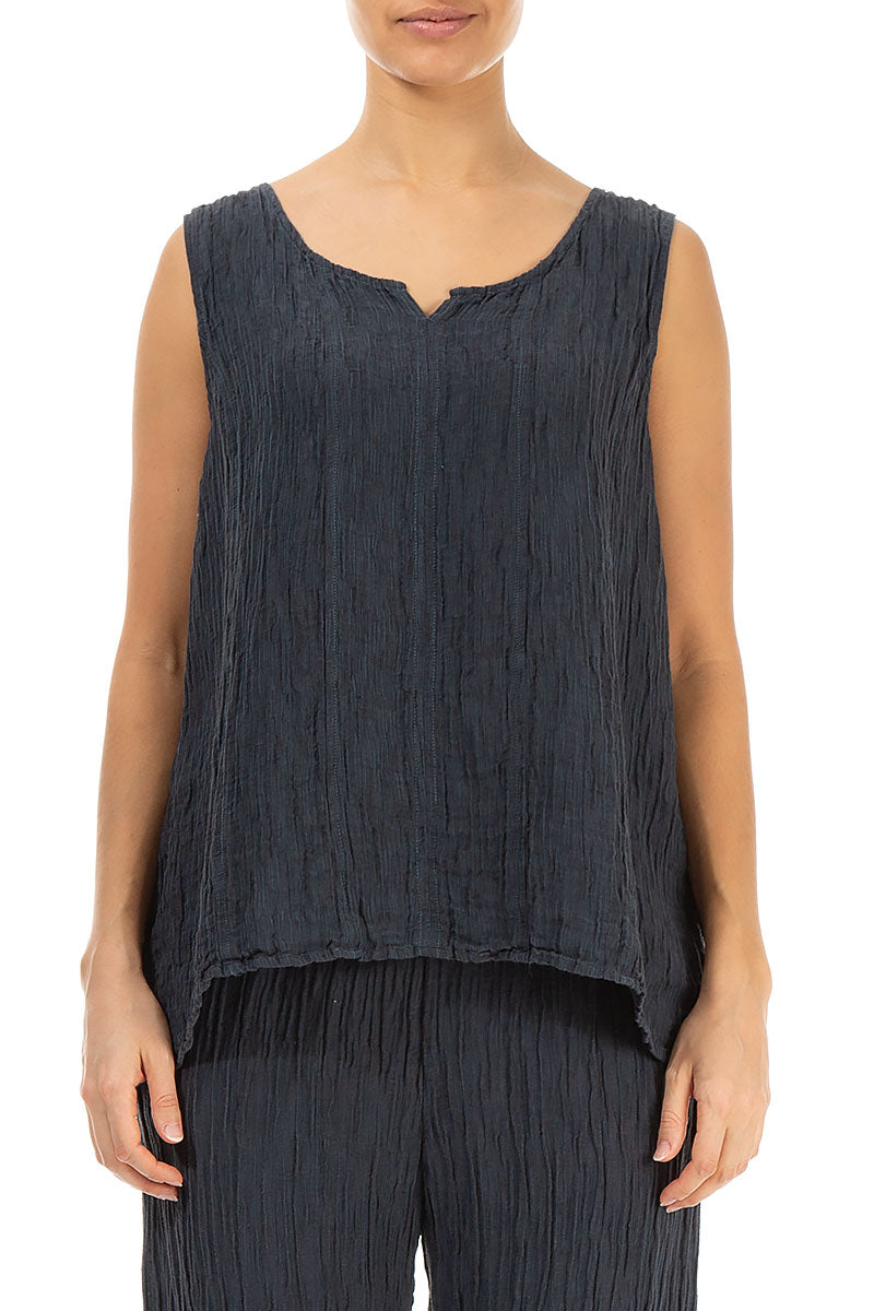 Sweetheart Neck Crinkled Graphite Silk Top 1