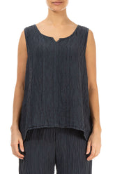 Sweetheart Neck Crinkled Graphite Silk Top 1