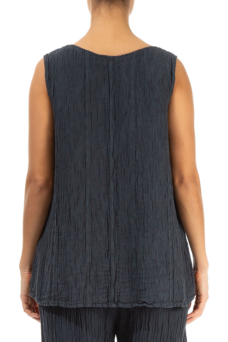 Sweetheart Neck Crinkled Graphite Silk Top 2