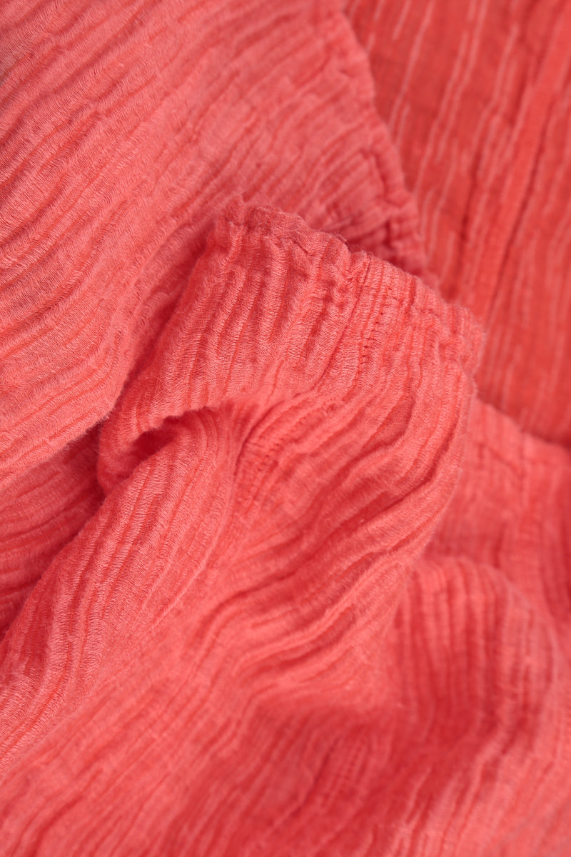 Sweetheart Neck Crinkled Living Coral Silk Top 5