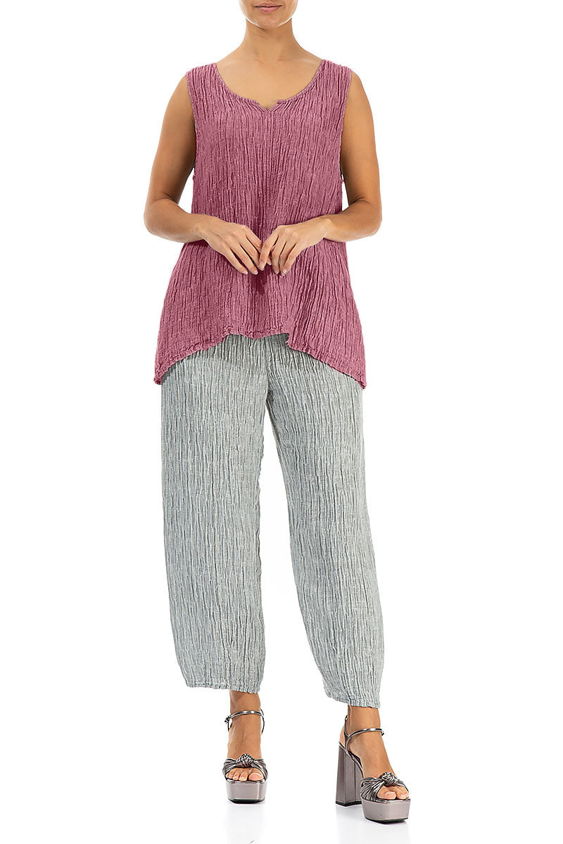 Sweetheart Neck Crinkled Mauve Taupe Silk Top 4