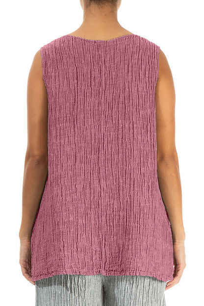 Sweetheart Neck Crinkled Mauve Taupe Silk Top 2