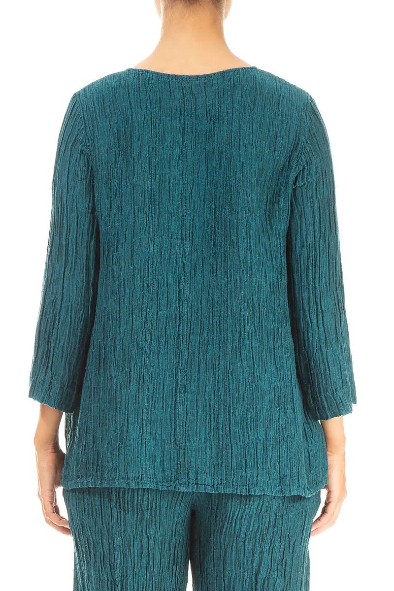 Chemisier en soie froissée à encolure cœur et motif paon