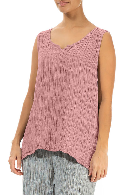 Sweetheart Neck Crinkled Powder Pink Silk Top 3