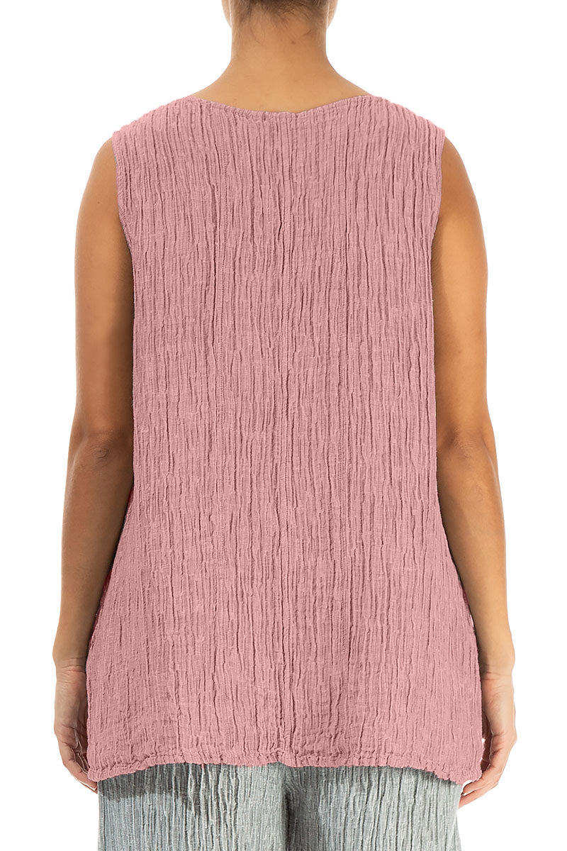 Sweetheart Neck Crinkled Powder Pink Silk Top 2