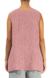 Sweetheart Neck Crinkled Powder Pink Silk Top 2
