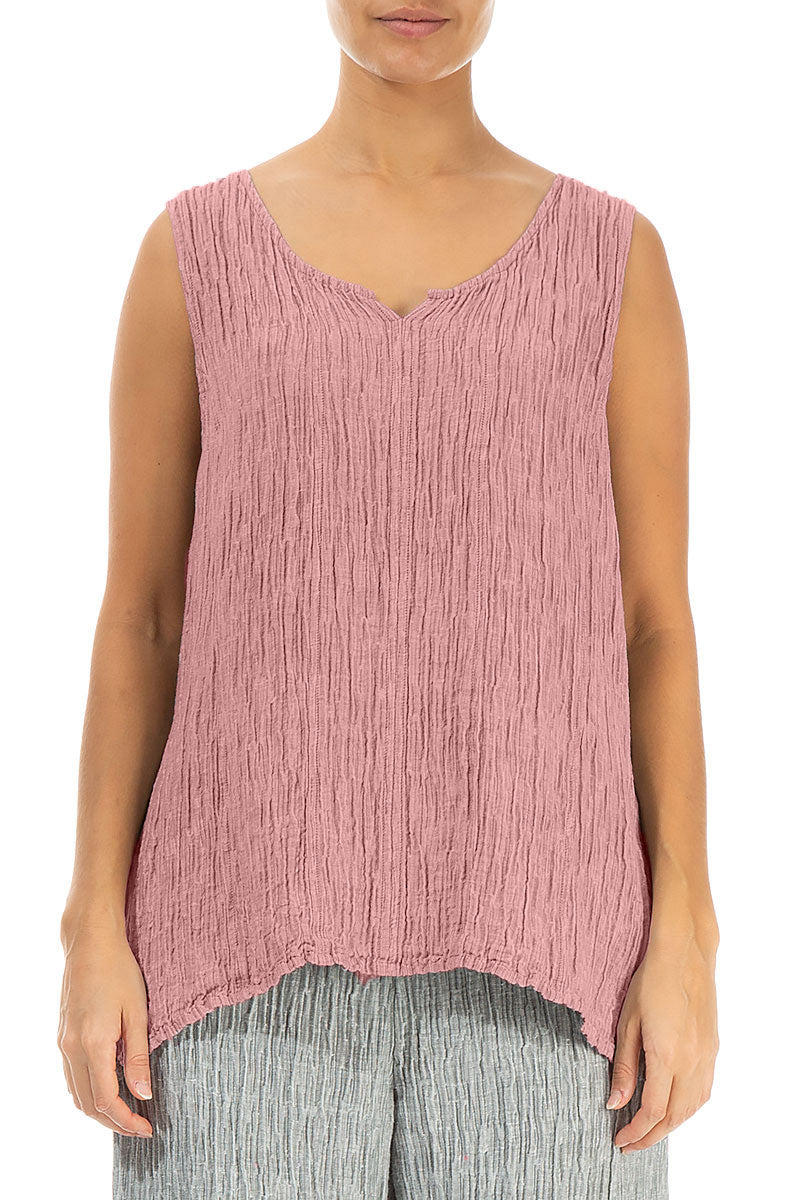 Sweetheart Neck Crinkled Powder Pink Silk Top 1
