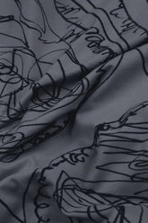 Exposed Seam Graphite Abstract Draw Cotton Dress 5