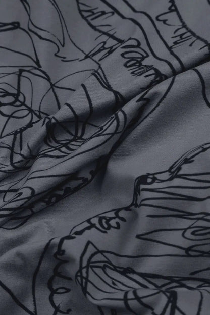 Exposed Seam Graphite Abstract Draw Cotton Dress 5