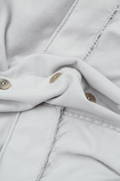 Boxy Pearl Grey French Terry Cotton Jacket