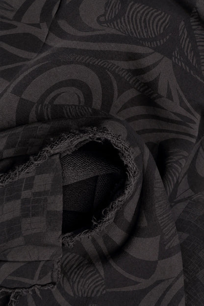 Asymmetric Charcoal Orbit French Terry Cotton Blouse