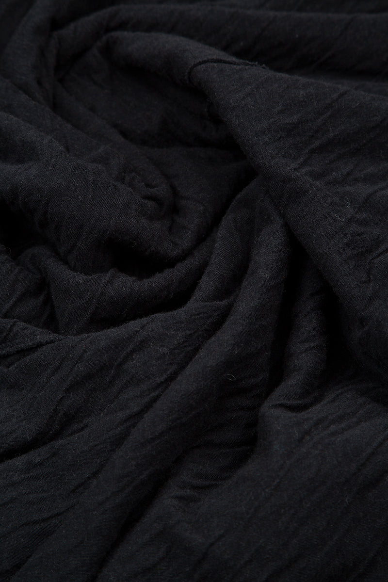 Cropped Black Wavy Cotton Trousers 4