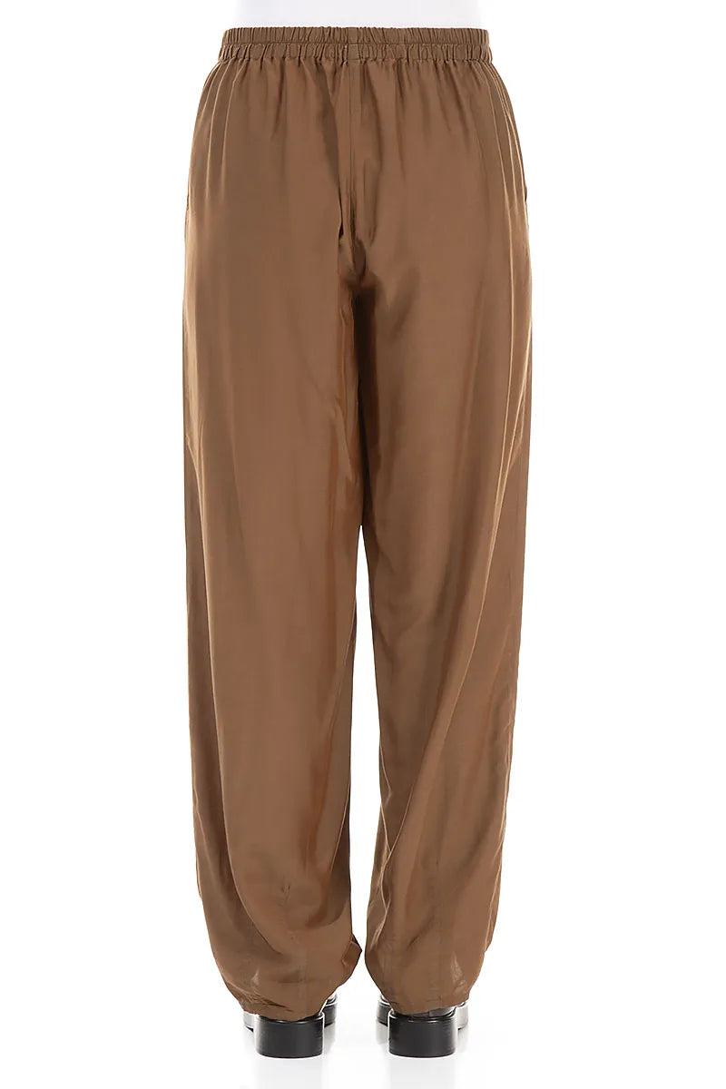 Taper Aged Copper Silk Bamboo Trousers 2