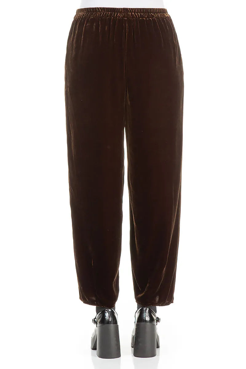 Taper Aged Copper Silk Velvet Trousers 2