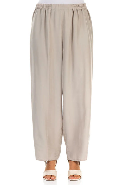 Taper Beige Pure Silk Trousers 1
