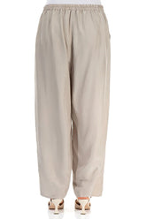 Taper Beige Pure Silk Trousers 2