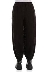 Taper Black Mélange Linen Trousers 2