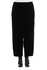 Taper Black Silk Velvet Trousers 1