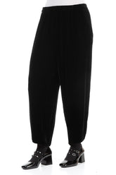 Taper Black Silk Velvet Trousers 3