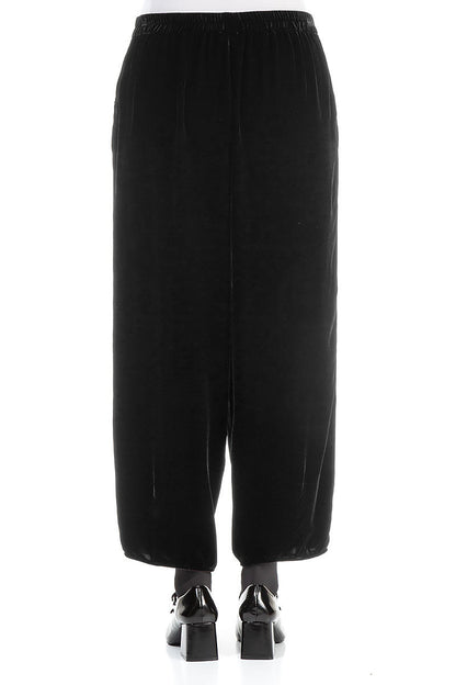 Taper Black Silk Velvet Trousers 2