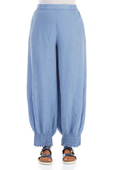 Taper Light Blue Linen Trousers 1