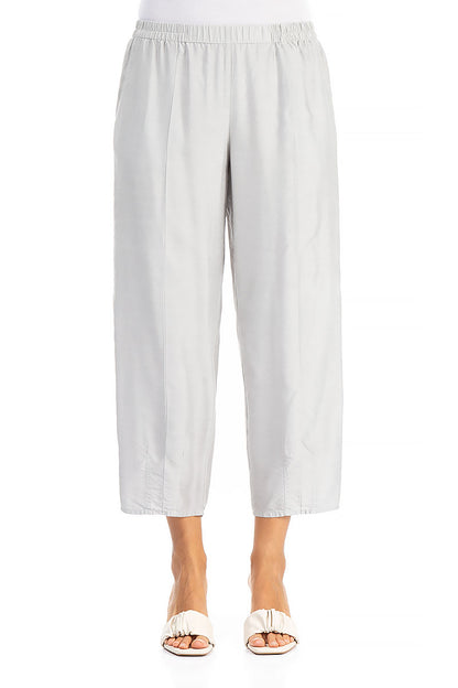 Taper Cream Silk Bamboo Trousers 1