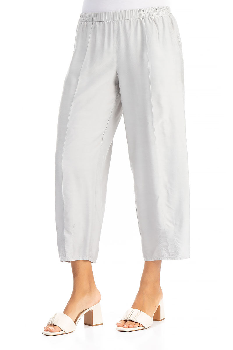 Taper Cream Silk Bamboo Trousers 3