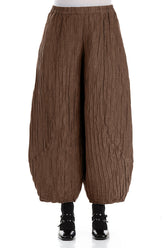 Taper Crinkled Aged Copper Silk Linen Trousers 1