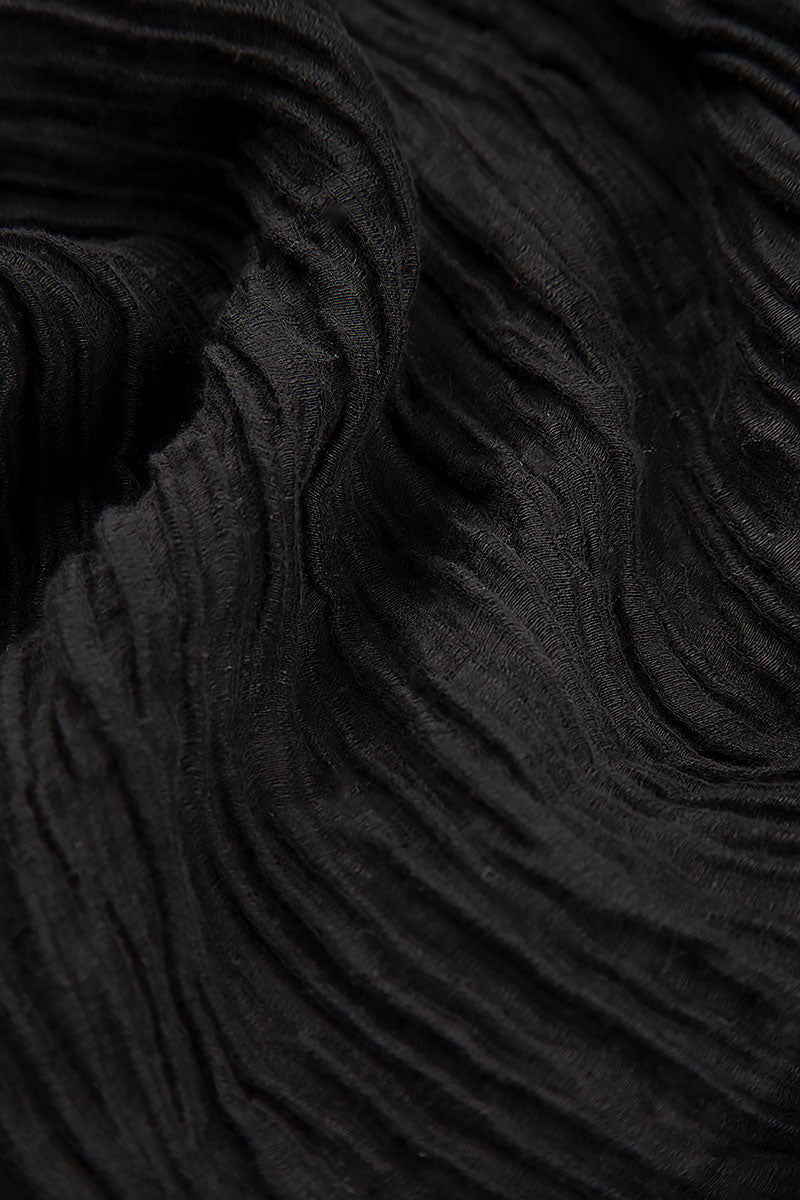Elegant Taper Crinkled Black Silk Trousers 4