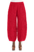 Taper Crinkled Cherry Red Silk Linen Trousers 1