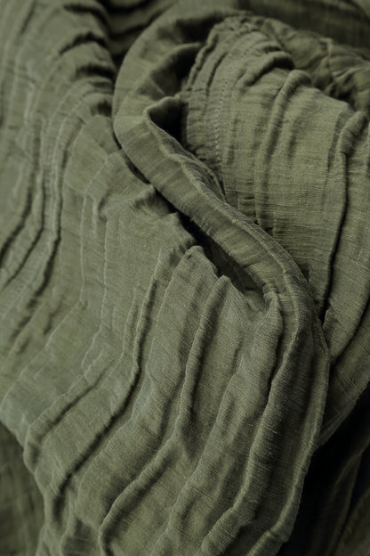 Taper Crinkled Forest Mist Silk Linen Trousers 5