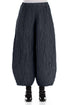 Taper Crinkled Slate Blue Silk Linen Trousers 1