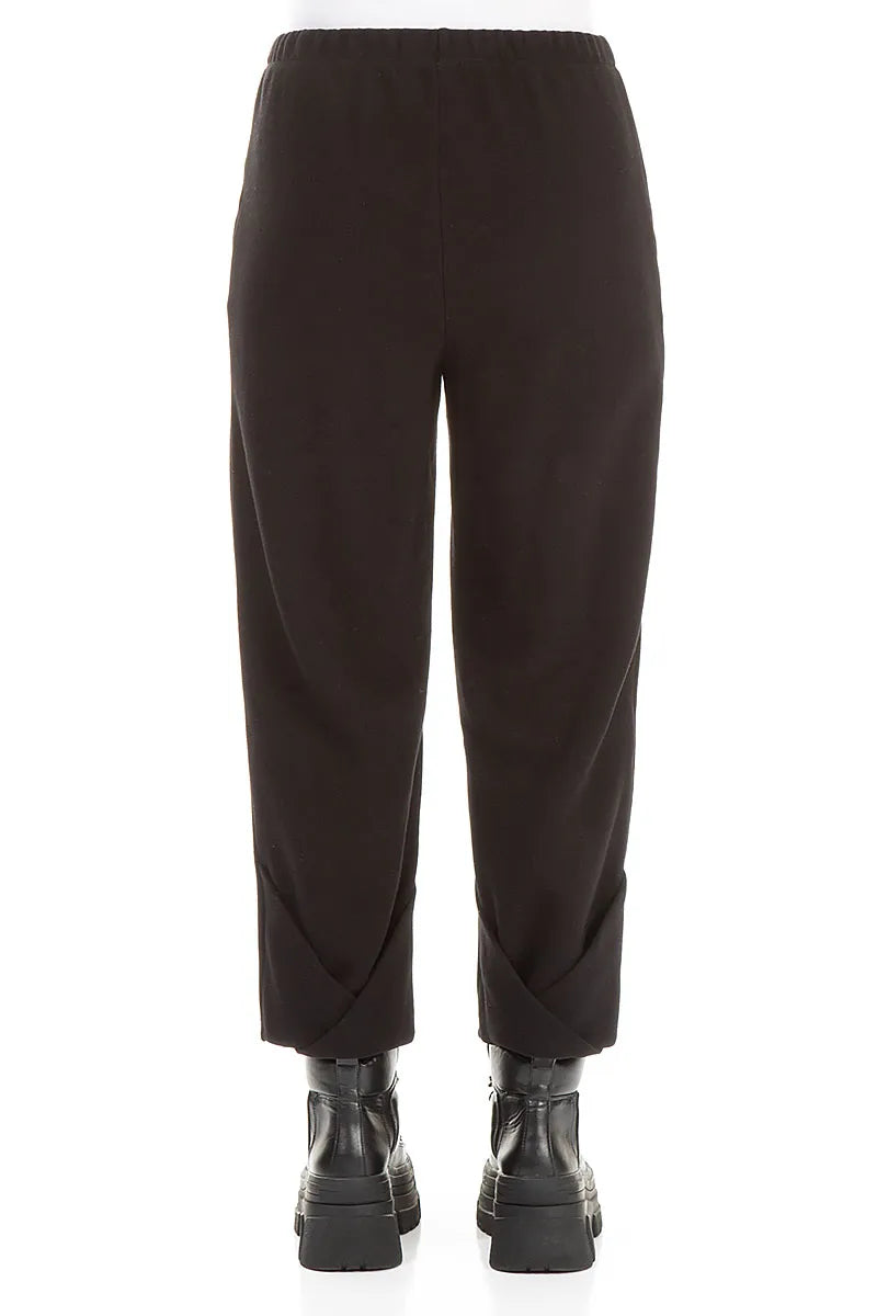 Taper Cropped Black Cotton Jersey Trousers 2