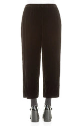 Taper Cropped Black Silk Velvet Trousers 2