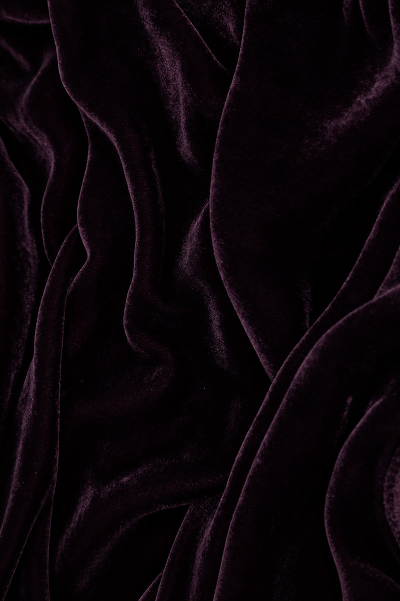 Taper Deep Plum Silk Velvet Trousers 5